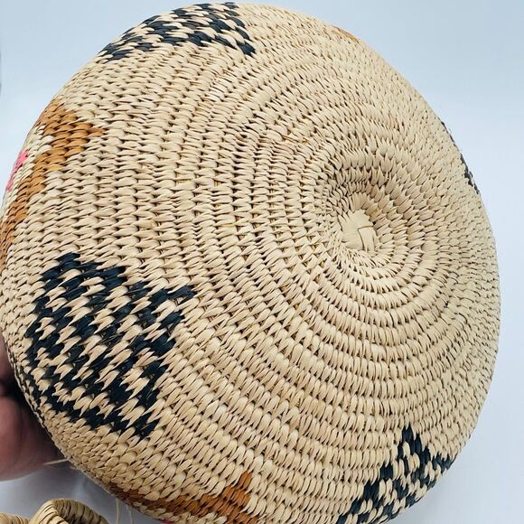 Authentic Traditional South African Hand Woven ZULU Ukhamba Basket w. Lid 10" - Picture 8 of 12